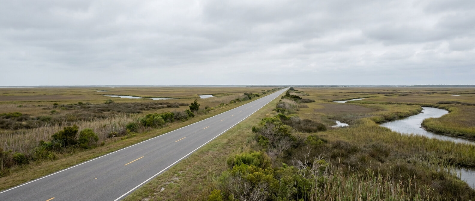 open highway between savannah and charleston on i-95